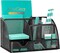 Mesh Office Desktop Organizer with Drawer, Metal Stationary Black Desk Caddy, 6 Compartments, 8.7 x 5.5 x 5 inch, 1 Pack